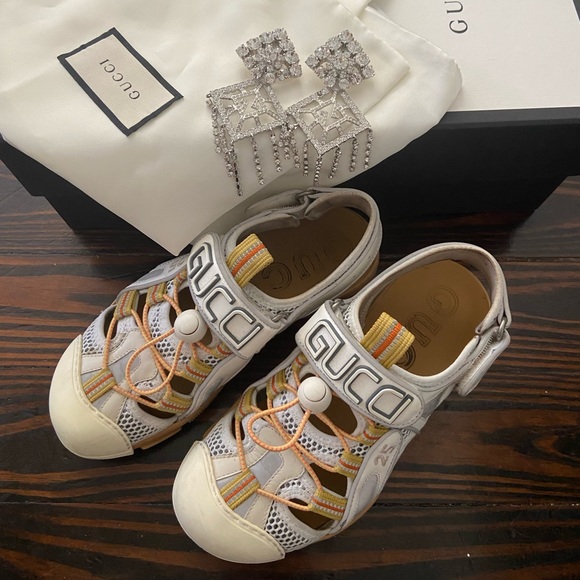 Gucci Shoes Gucci Mesh Fabric Tinsel Sport Sandals Size 65 Poshmark